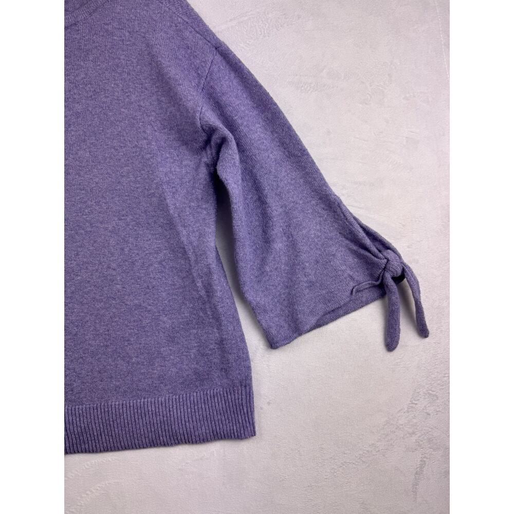 LOFT Women’s Small Lilac Boat Neck Pullover Sweater Cotton Blend 3/4 Tie Sleeve - Picture 4 of 9